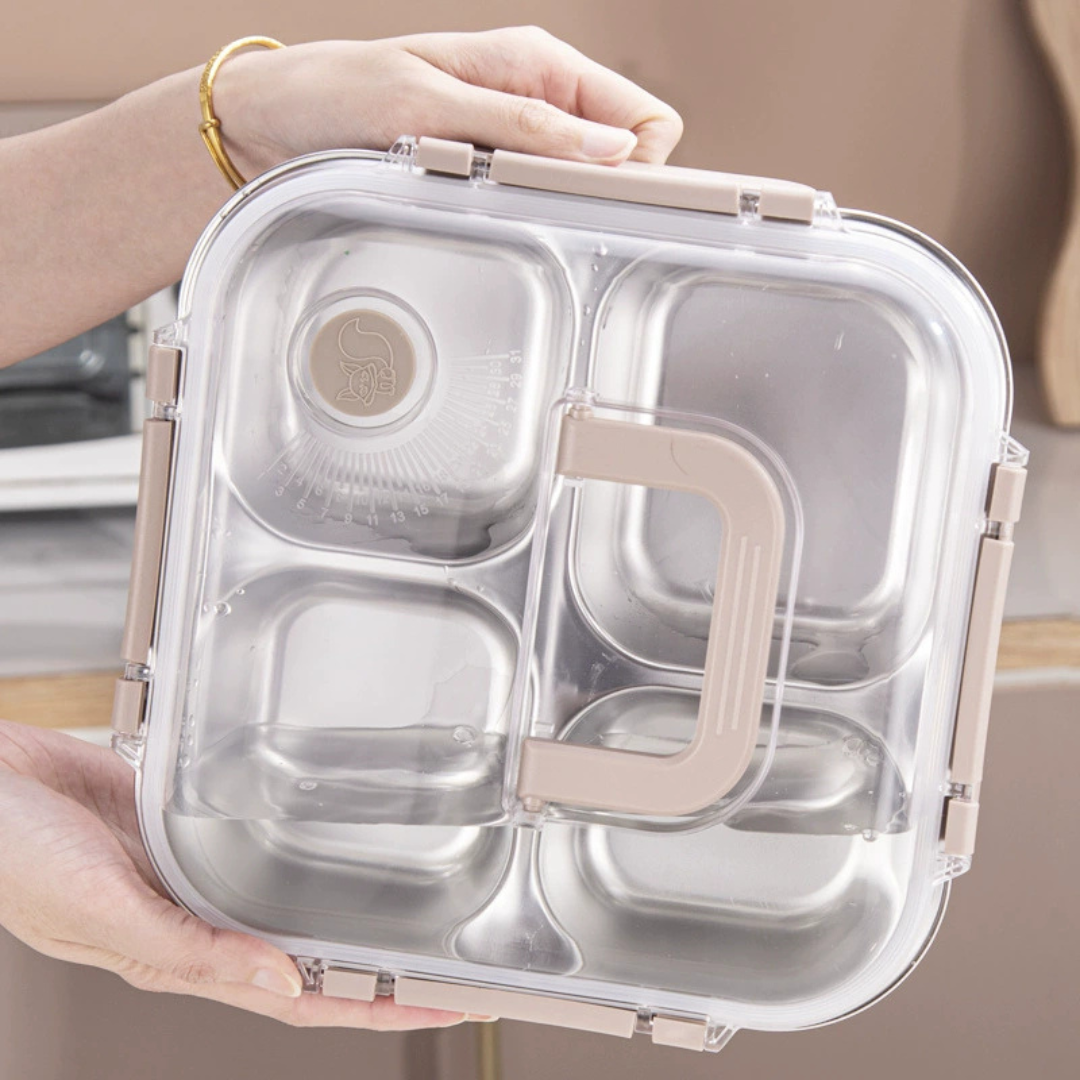 Multi Compartment Stainless Steel Airtight Lunch Box with Lid