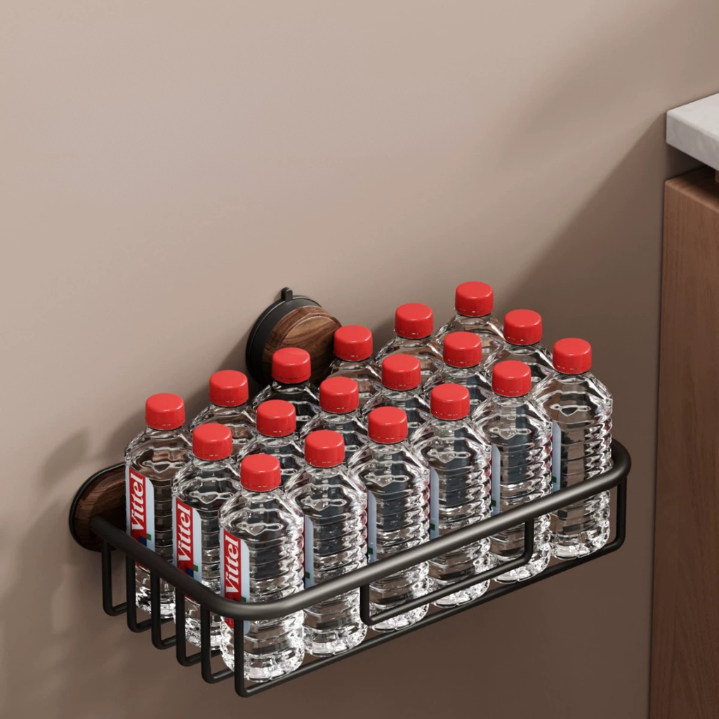 Walnut Wall-Mounted Rust-Resistant Carbon Steel Storage Shelf