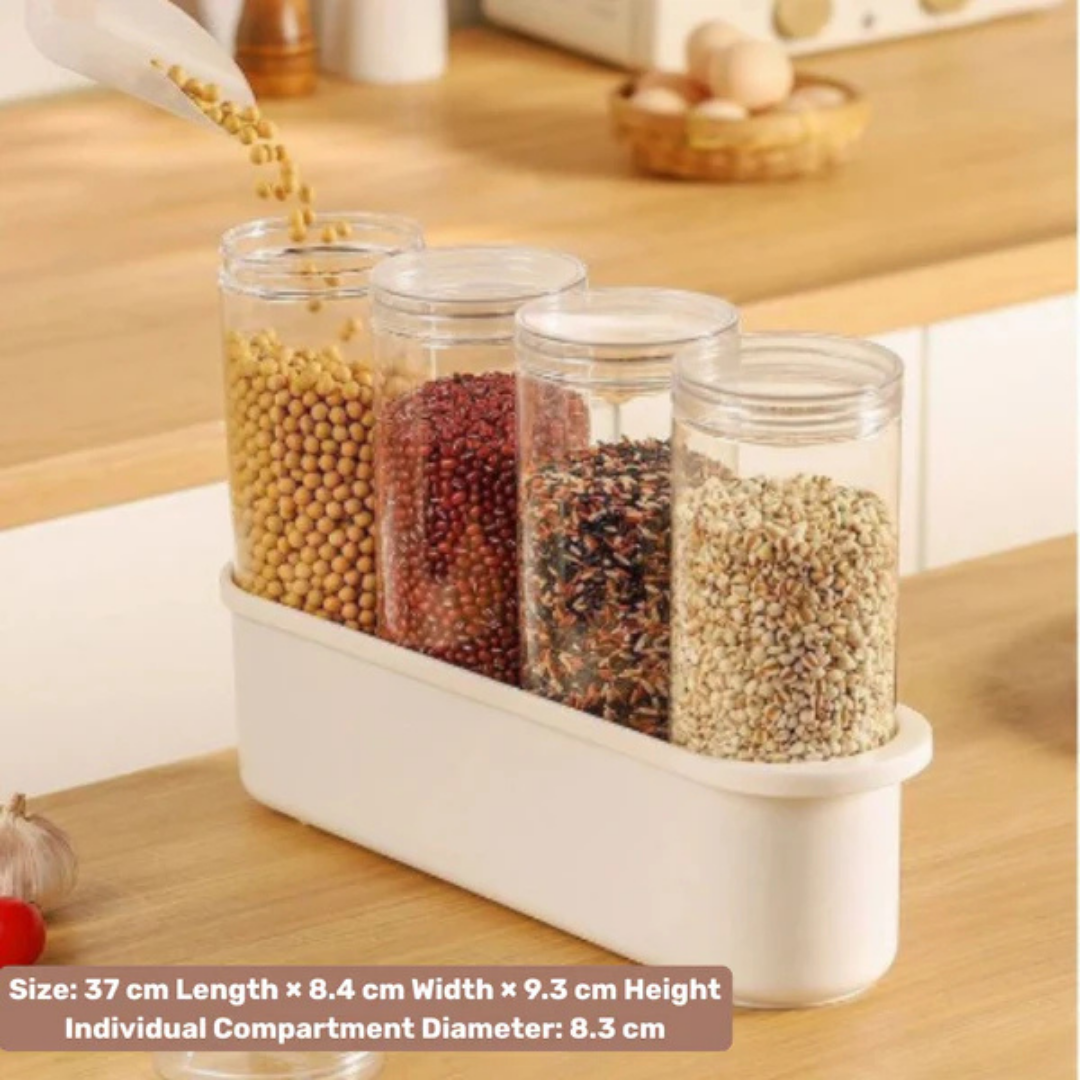 4 Section Moisture Proof Transparent Storage Jar