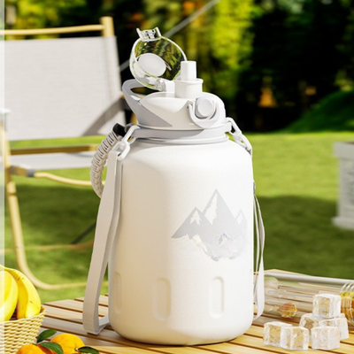 Elegant White Dual Drinking Vacuum Insulated Thermos Bottle - 1500ML