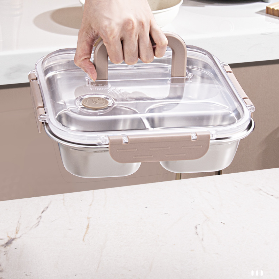 Multi Compartment Stainless Steel Airtight Lunch Box with Lid