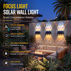 Solar 4 in 1 Colour Up & Down Wall Light – LED Focus Waterproof Outdoor Light