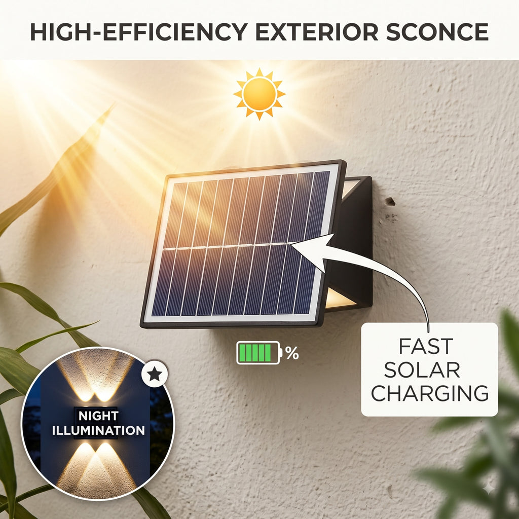 Solar 4 in 1 Colour Up & Down Wall Light – LED Focus Waterproof Outdoor Light