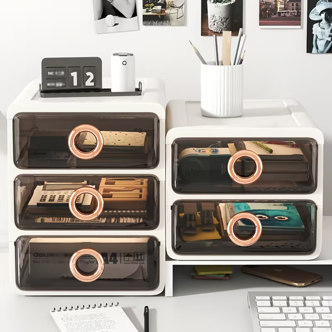 Hoomly Multi-Tier Transparent Desktop Storage Drawer Organizer