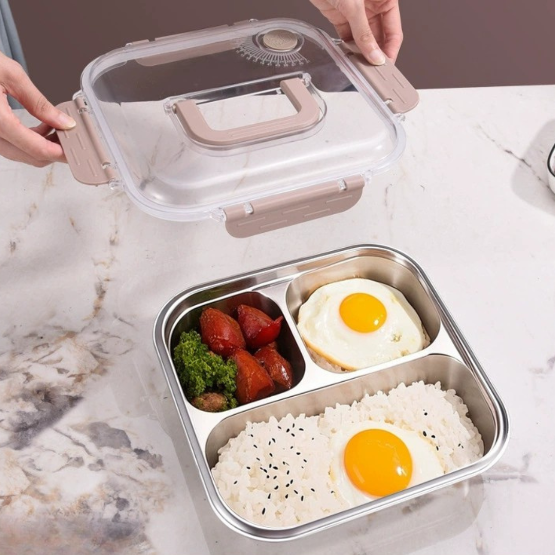 Multi Compartment Stainless Steel Airtight Lunch Box with Lid