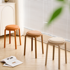 Modern Stackable PU Leather Round Stool