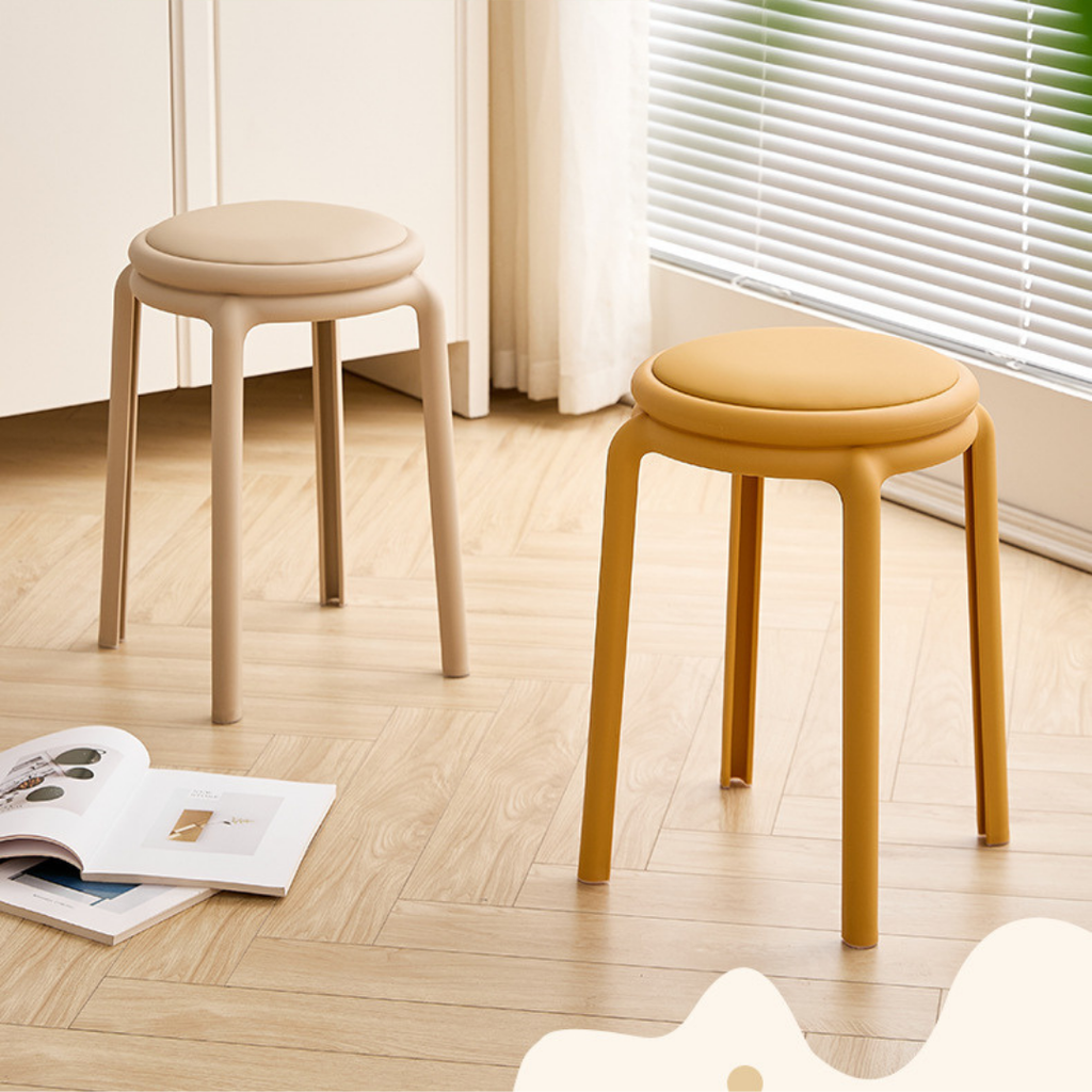 Modern Stackable PU Leather Round Stool