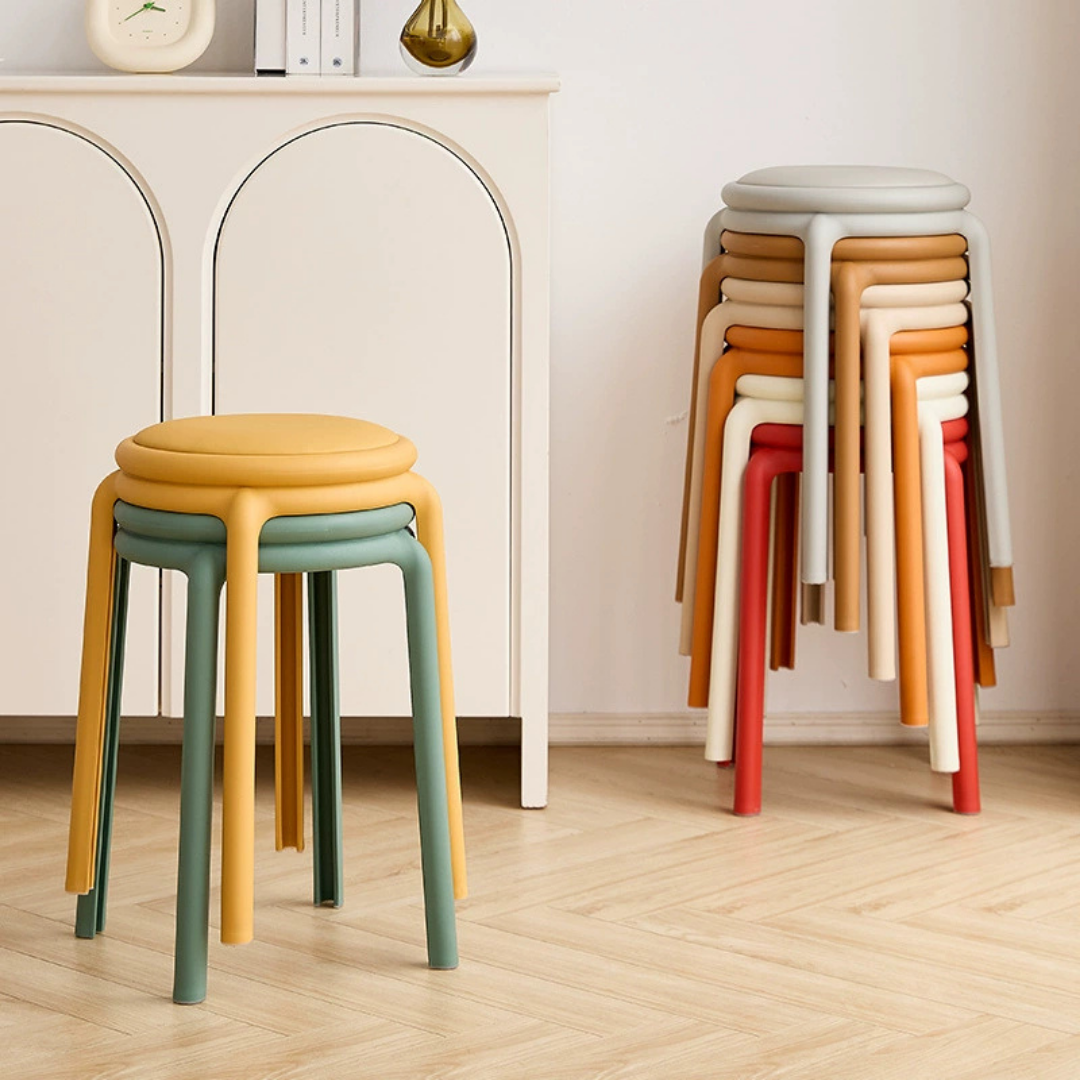 Modern Stackable PU Leather Round Stool