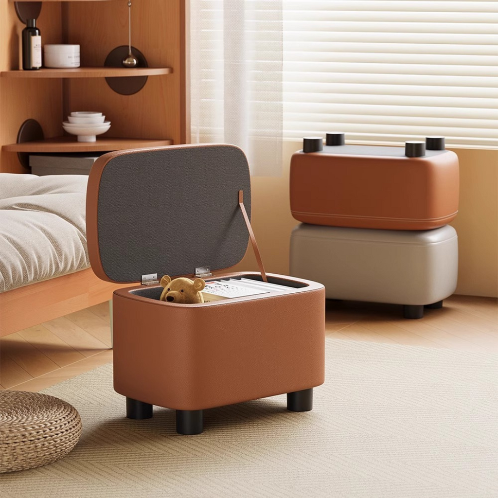 Premium Storage Footstool with Nappa Leather