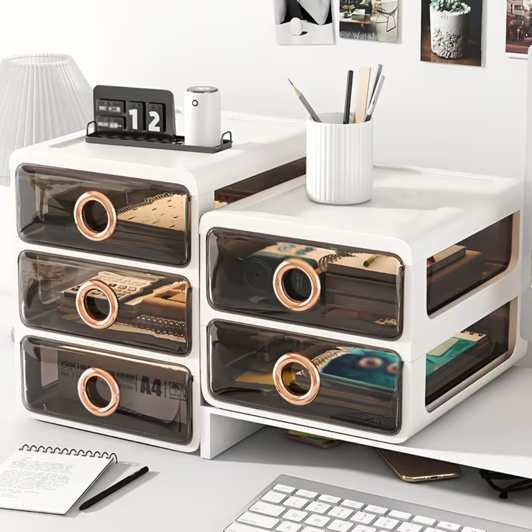 Hoomly Multi-Tier Transparent Desktop Storage Drawer Organizer