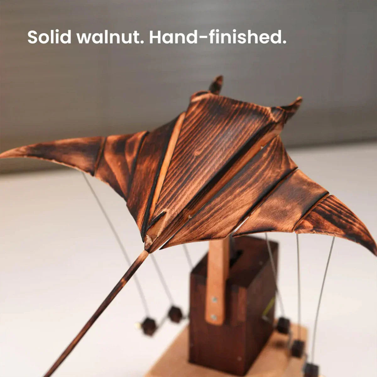 Handcrafted Wooden Manta Ray Automaton Kinetic Art Sculpture