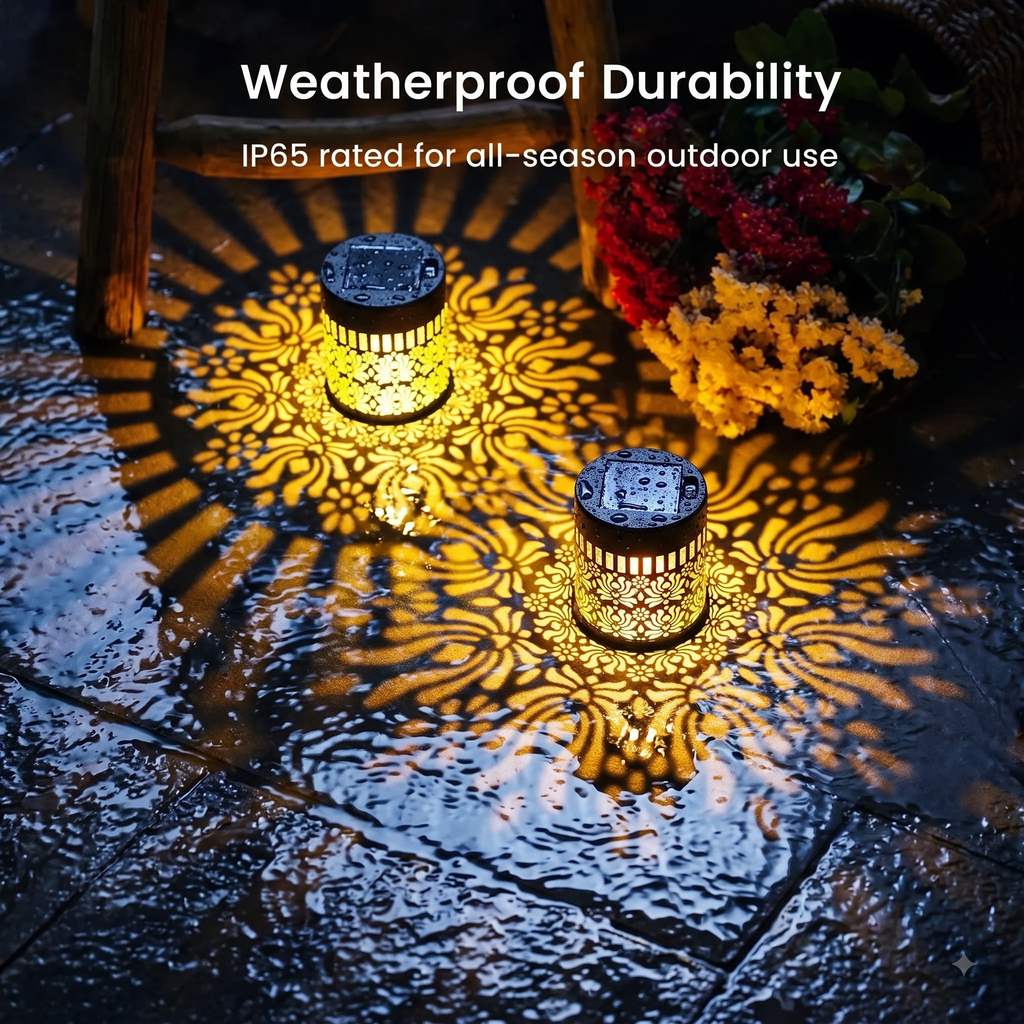 7 Color Changing LED Waterproof Solar Mandala Projection Wall Light