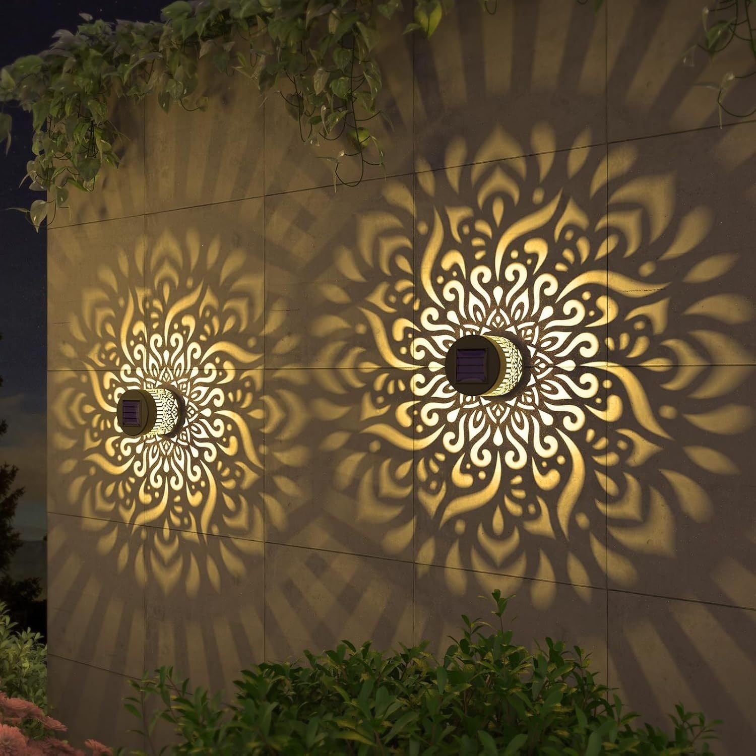 7 Color Changing LED Waterproof Solar Mandala Projection Wall Light