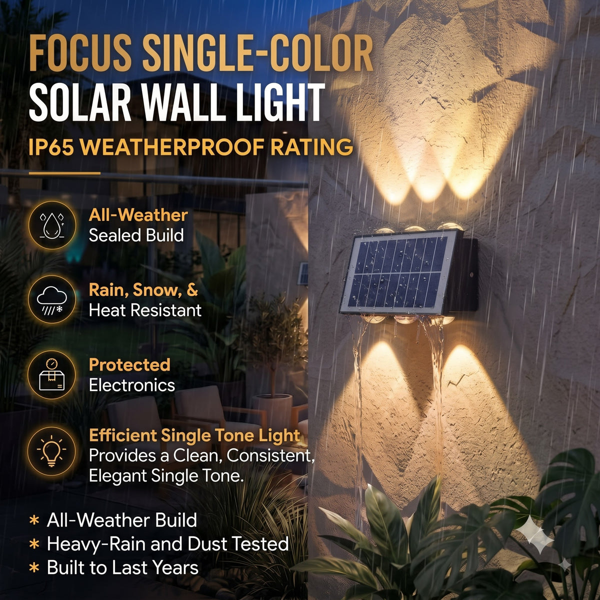 Solar 4 in 1 Colour Up & Down Wall Light – LED Focus Waterproof Outdoor Light