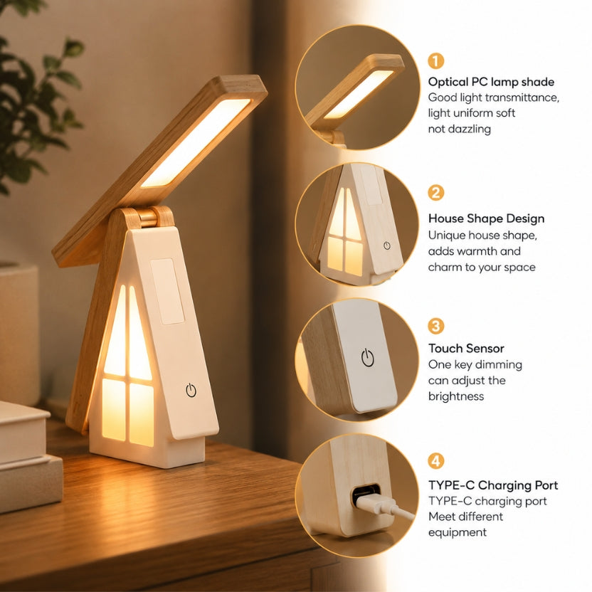 House-Shaped Rechargeable Touch Table Lamp
