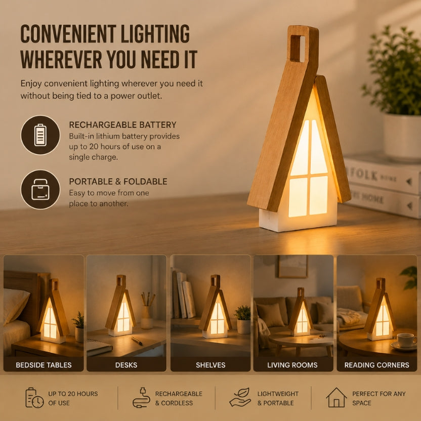 House-Shaped Rechargeable Touch Table Lamp