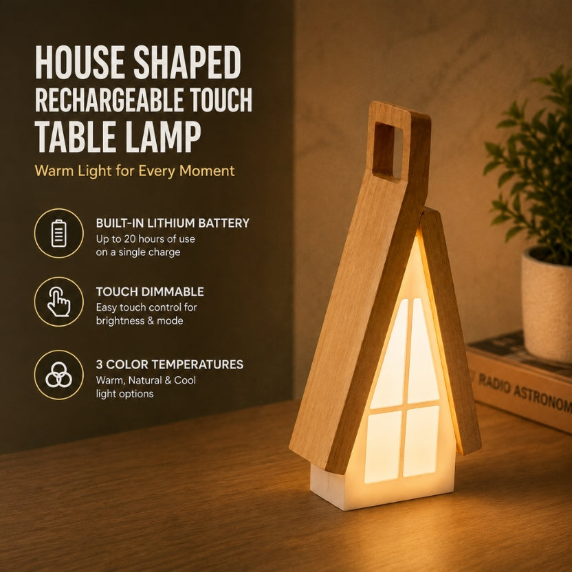 House-Shaped Rechargeable Touch Table Lamp