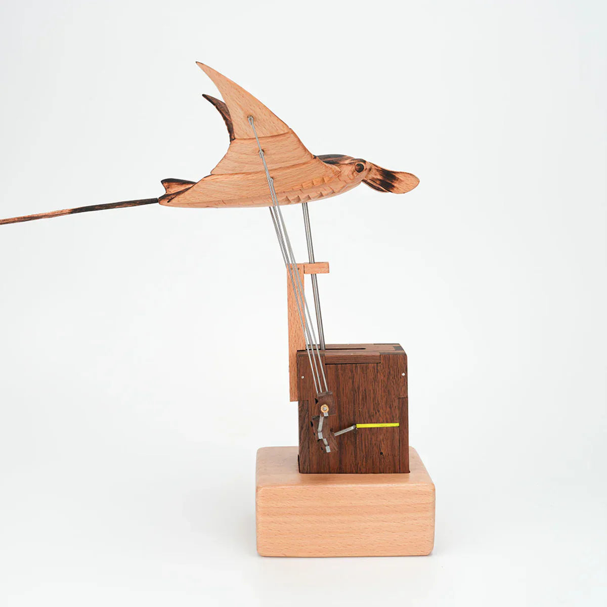 Handcrafted Wooden Manta Ray Automaton Kinetic Art Sculpture